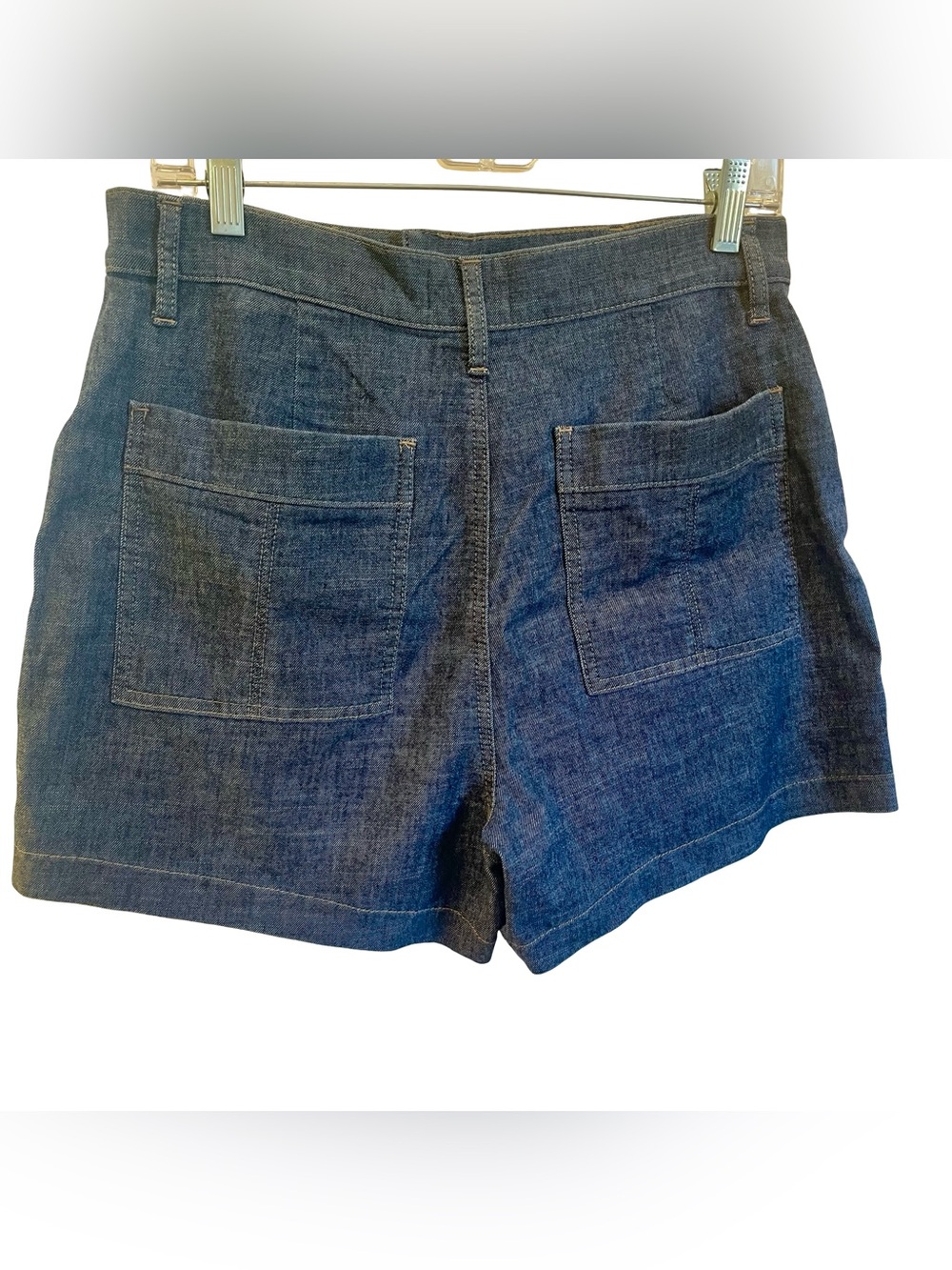 Evereve Navy Denim High-Rise Button-Front Women's Shorts - Picture 5 of 5